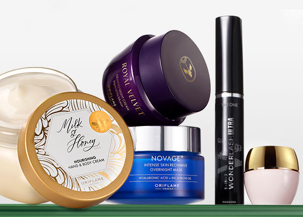 un grup de ambalaje diferite de produse cosmetice