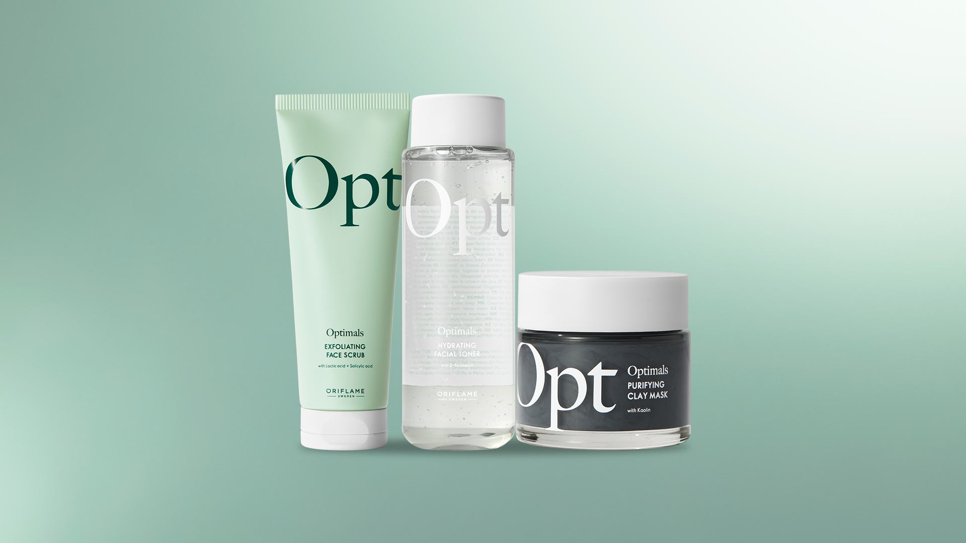 a group of facial care products