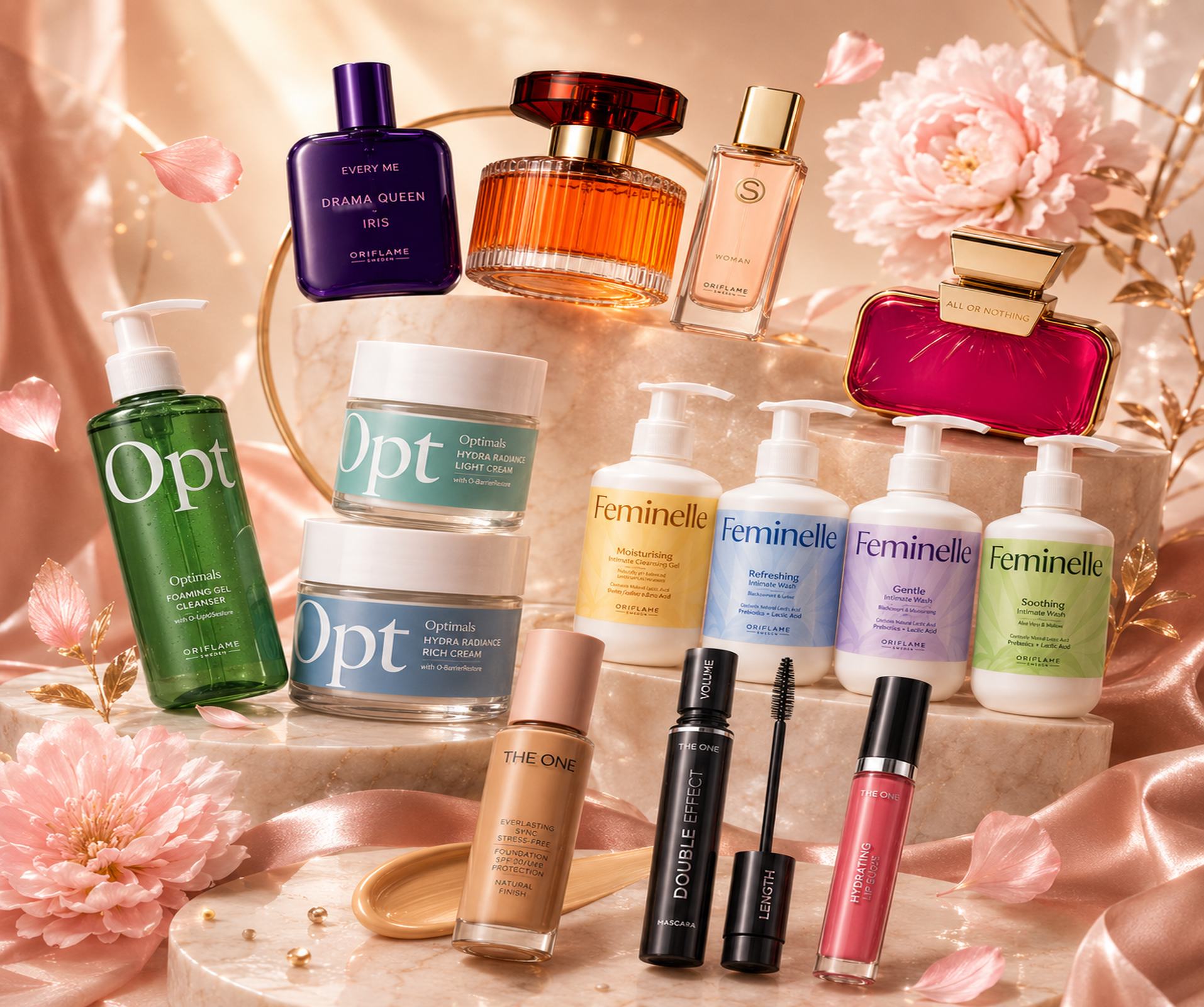 a group of bottles of cosmetics