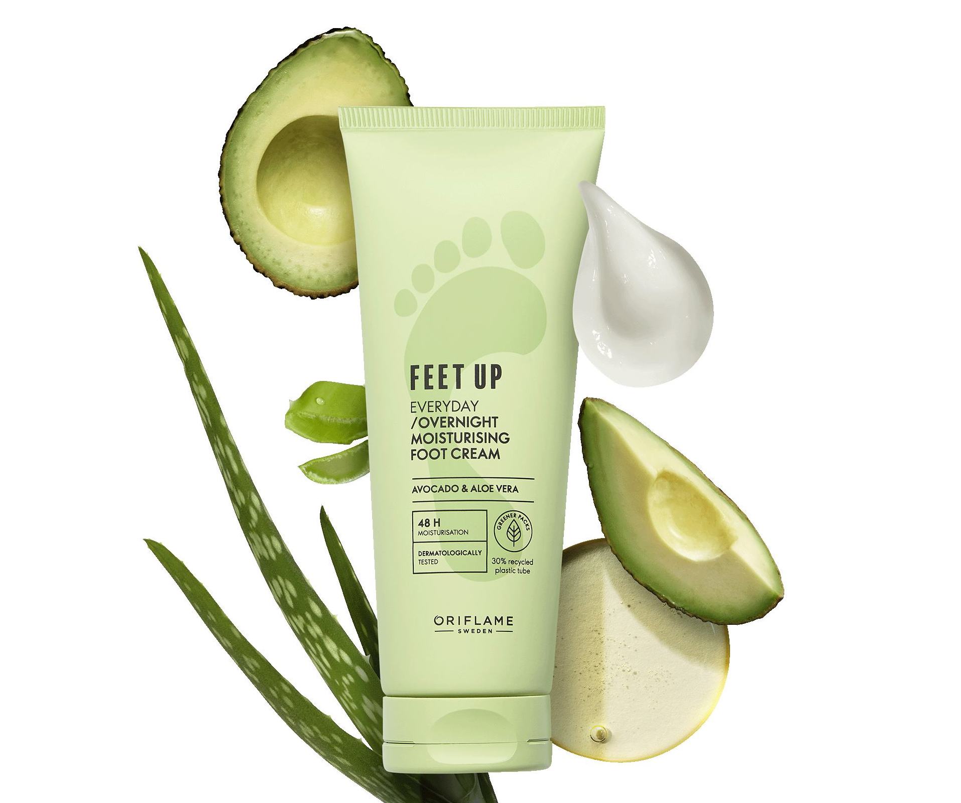 a cream tube with avocado and aloe vera