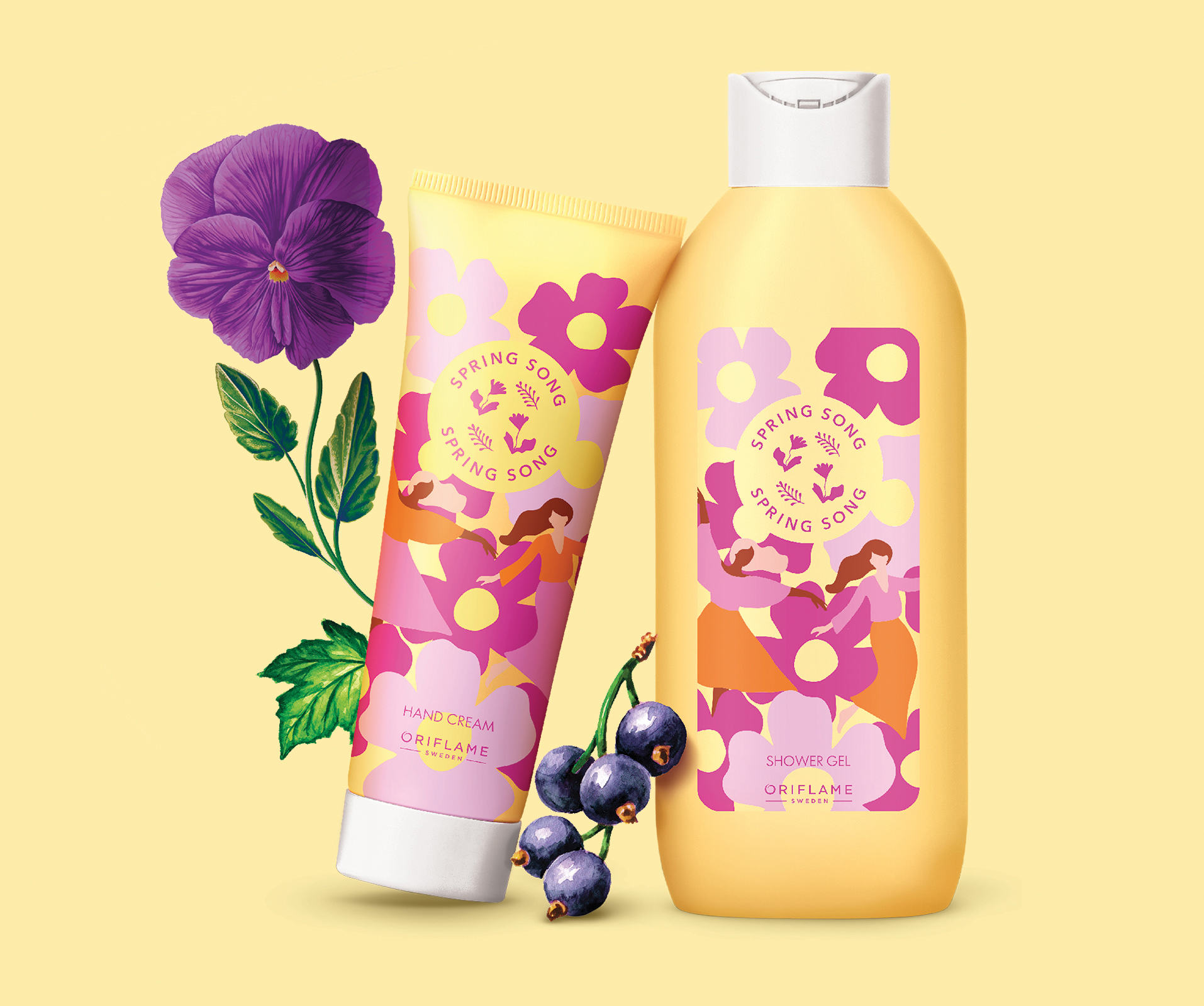 sekelompok botol krim dan bunga ungu