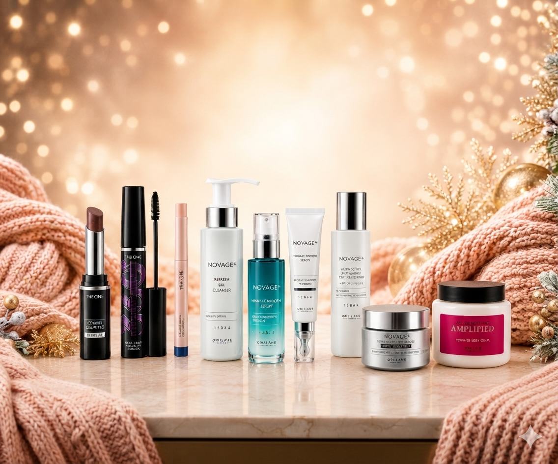 a group of makeup products on a table