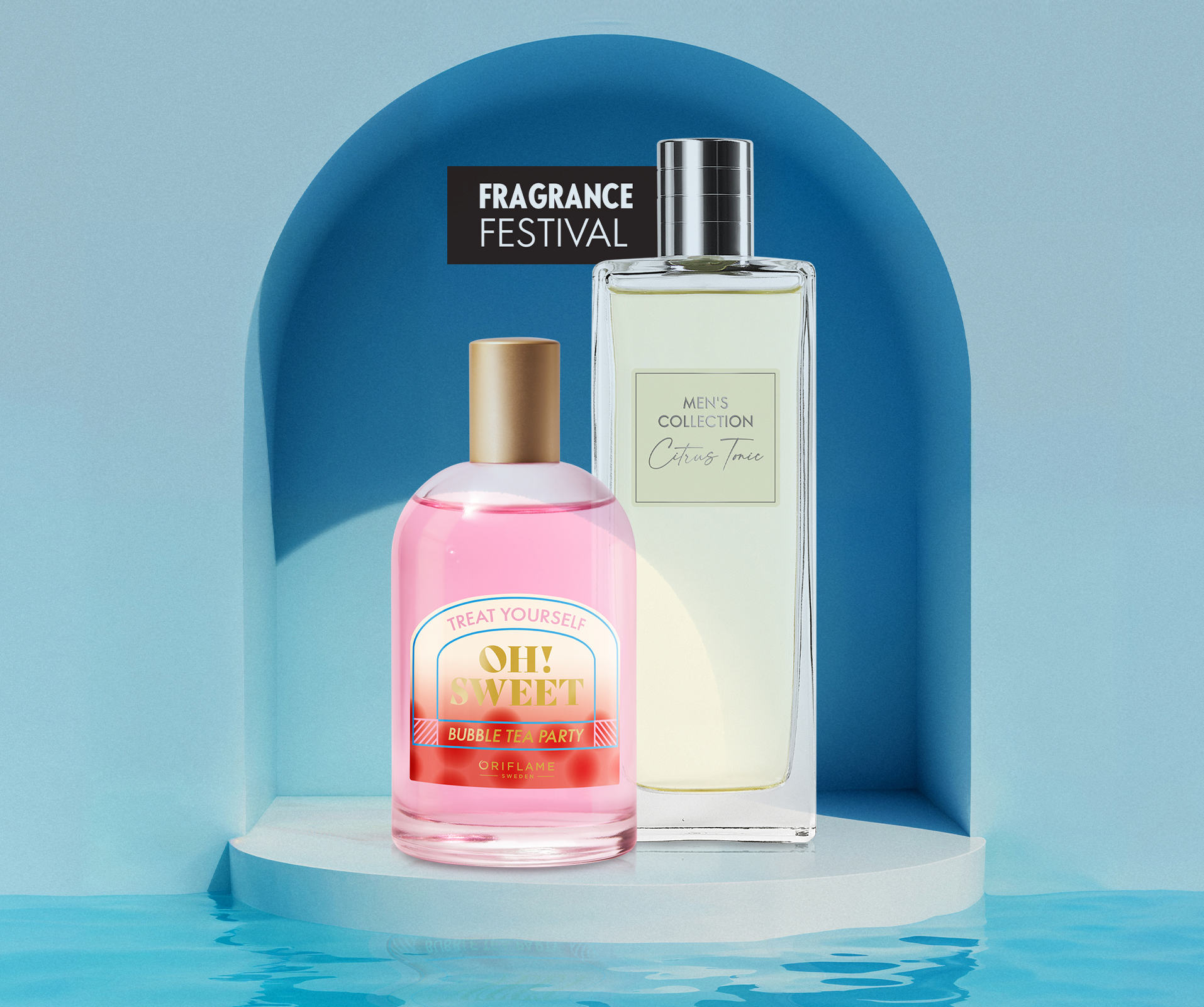sekelompok botol parfum di rak