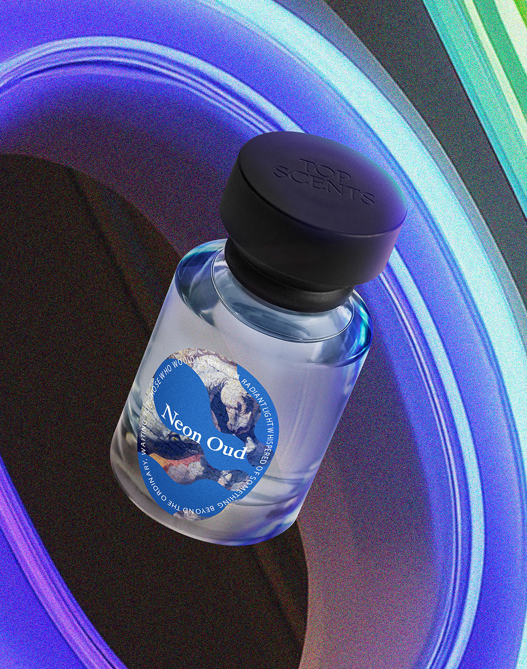 a bottle of liquid with a black cap