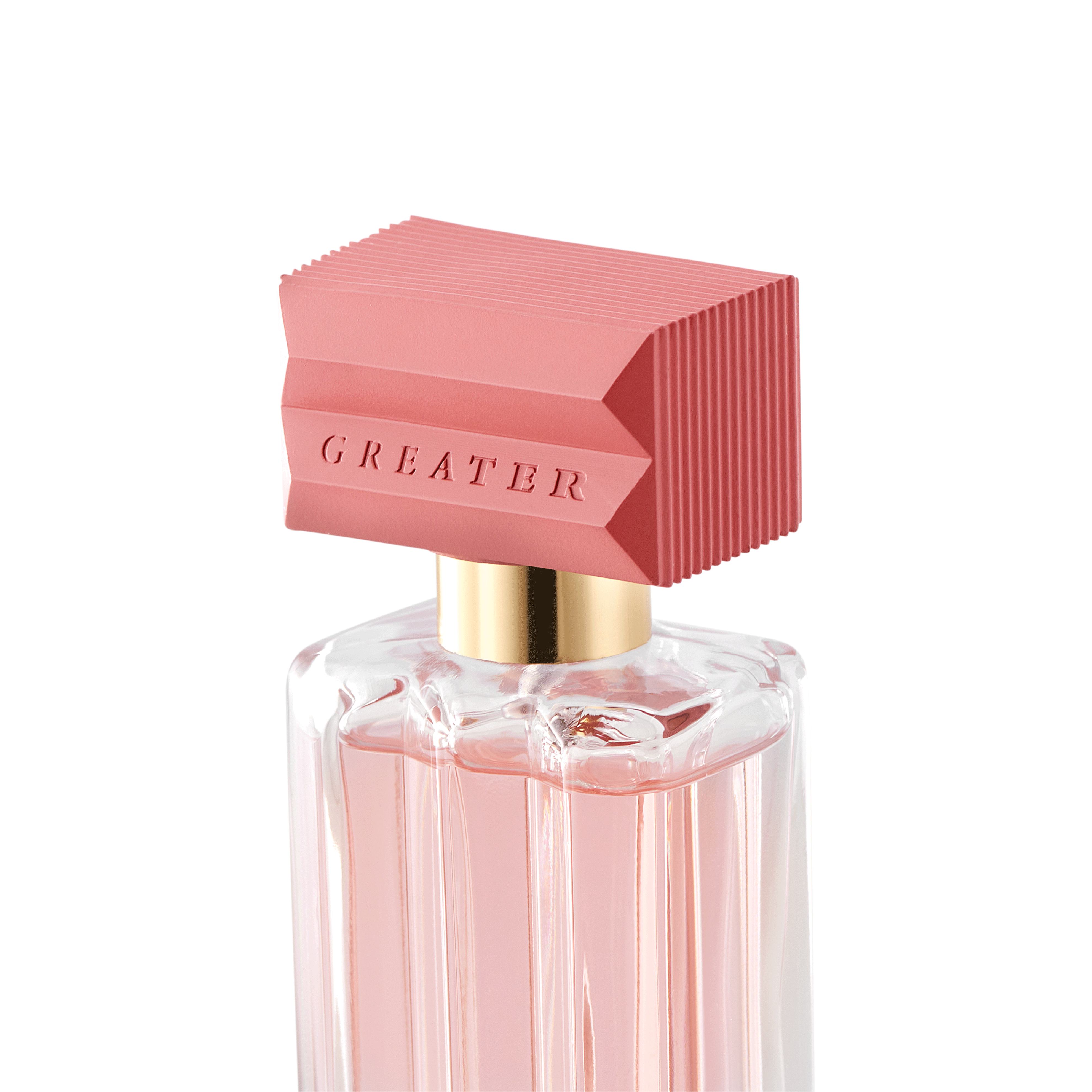 eine rosa Parfümflasche