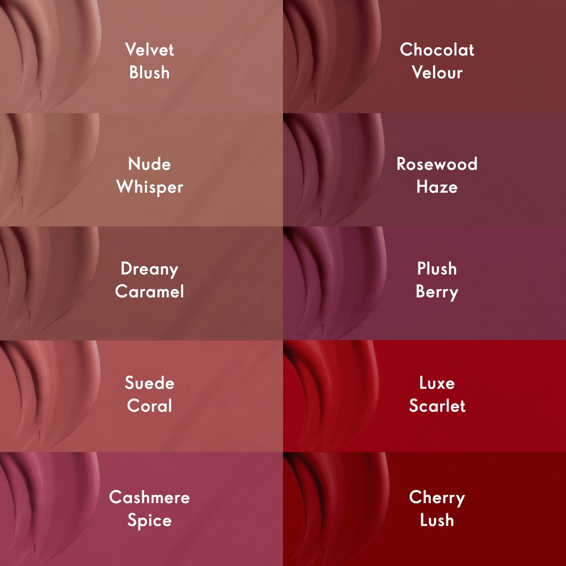 uzorak različitih nijansi ruža za usne