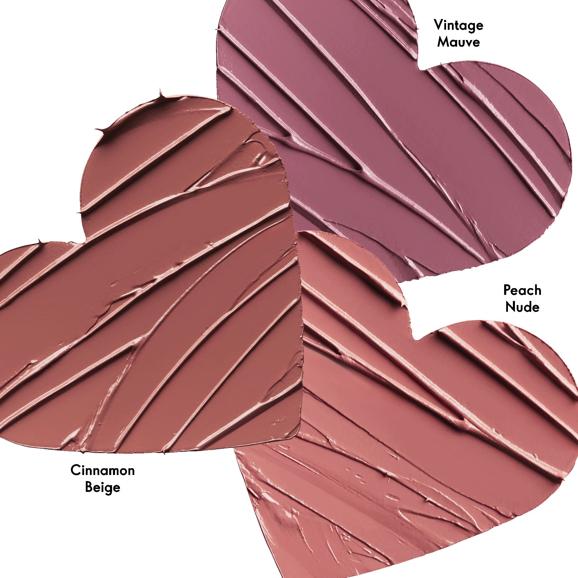 a heart shaped objects with different shades of lipstick