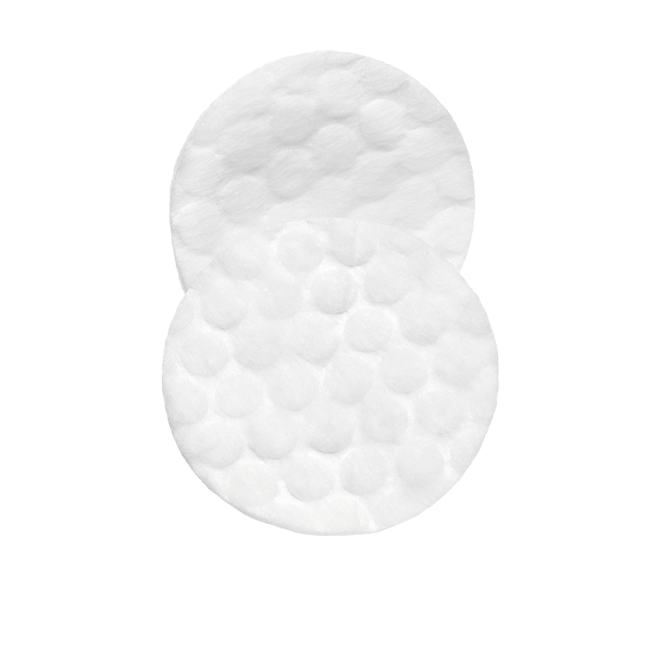 Un par de discos de algodón redondos blancos.