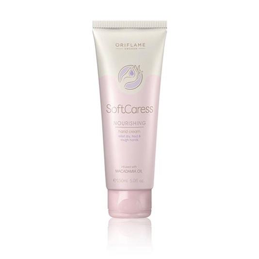 Un tubo de crema de manos rosa y blanco.