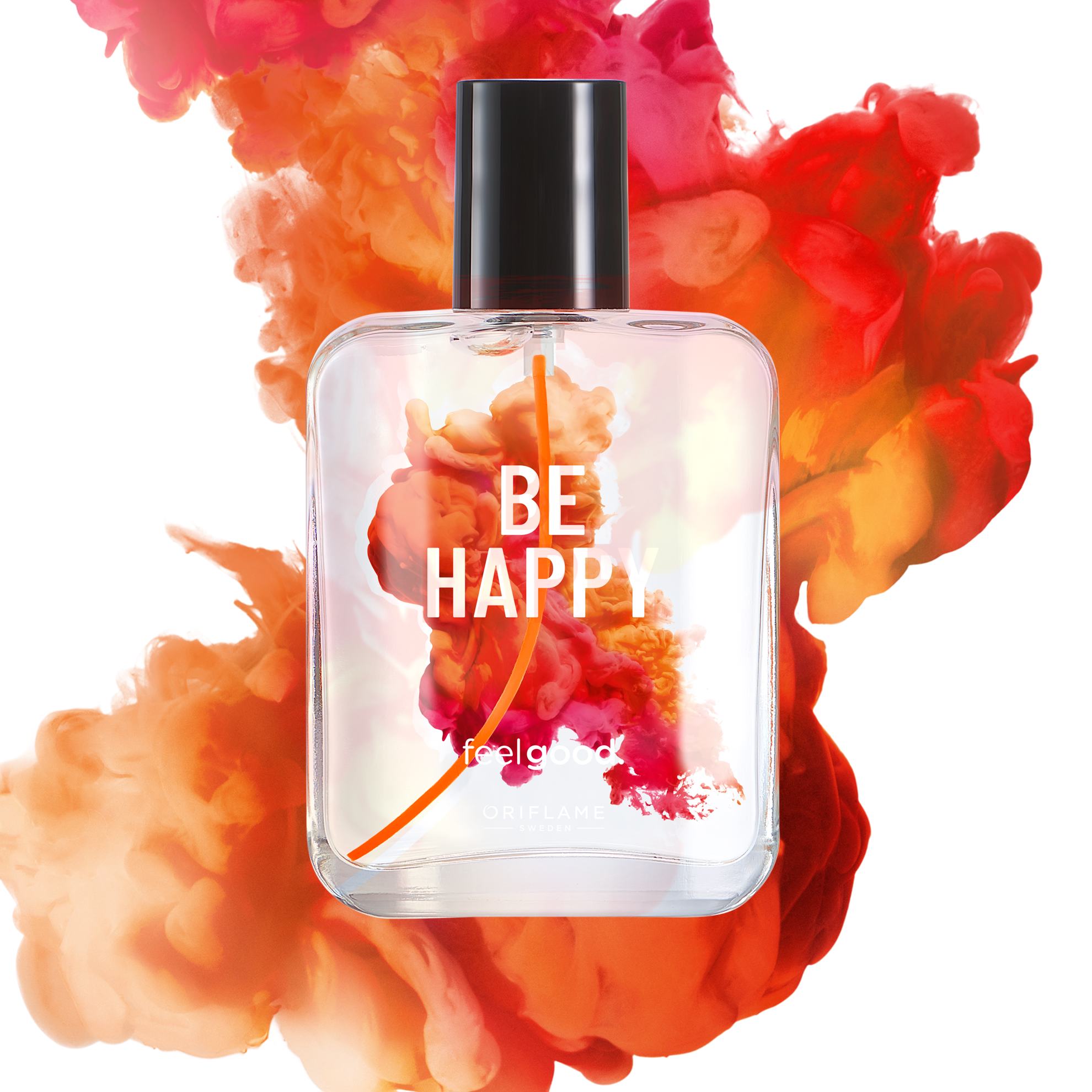 sebotol parfum dengan asap warna-warni