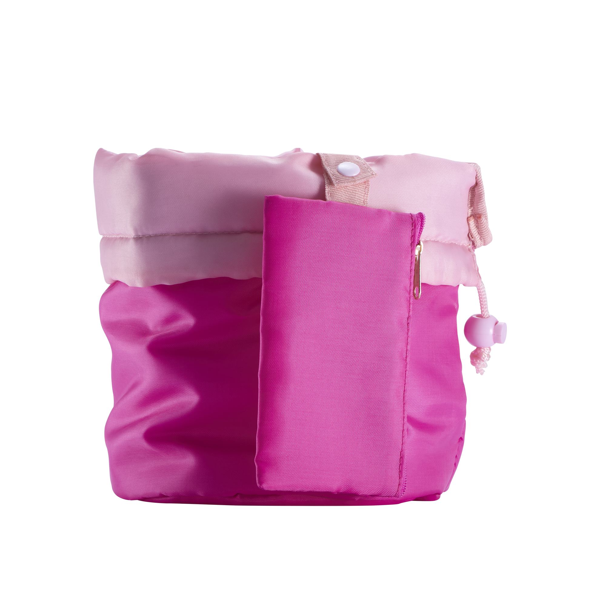 una bolsa rosa y blanca