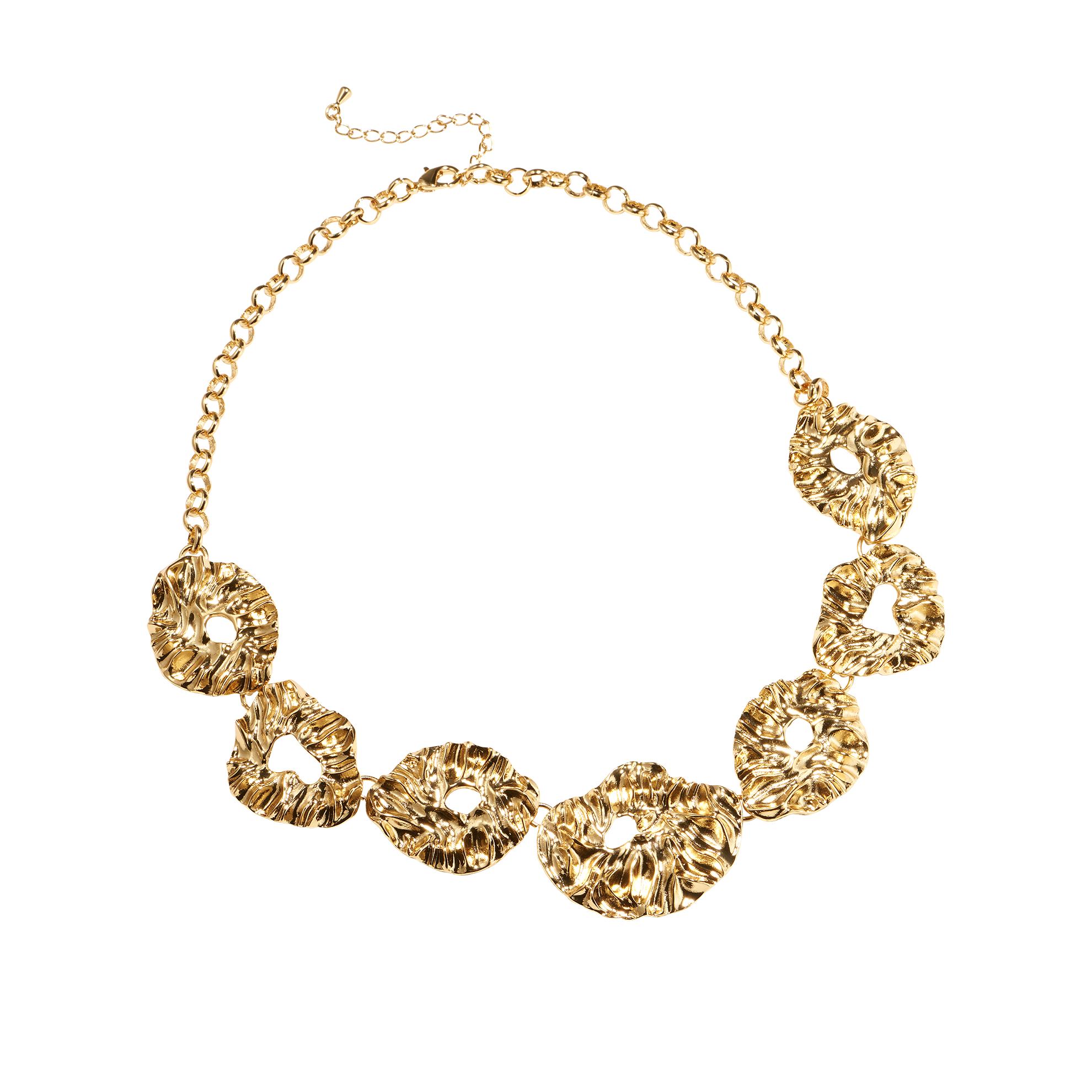 Un collar de oro con círculos.