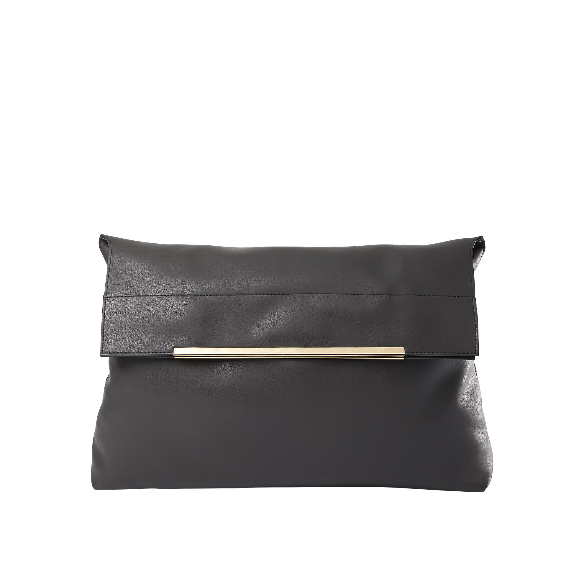 una bolsa negra con asa dorada