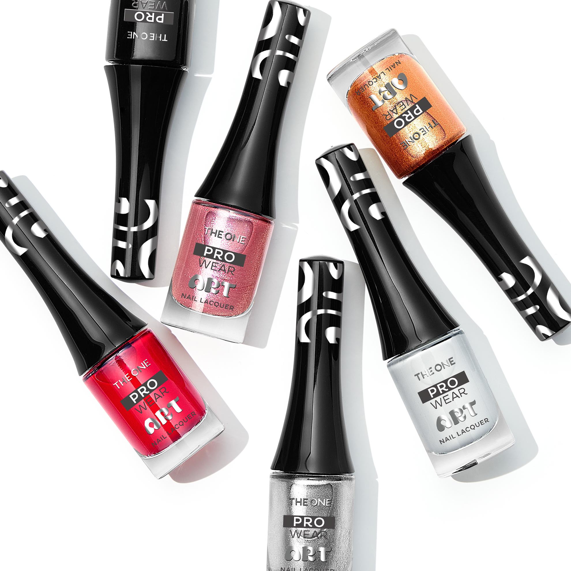 a group of different colored nail polish bottles