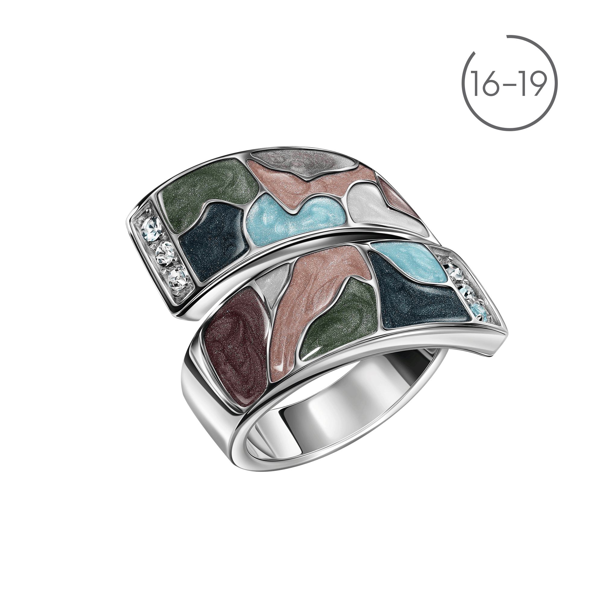 серебряное кольцо с разноцветными камнями