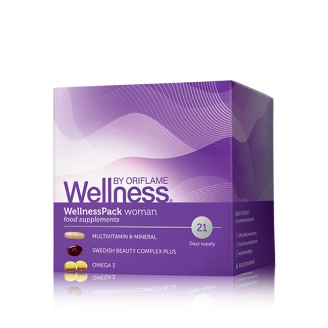 una caja morada con diferentes pastillas