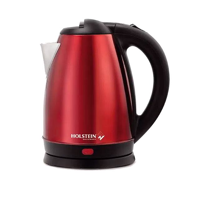 Un hervidor eléctrico rojo y negro.