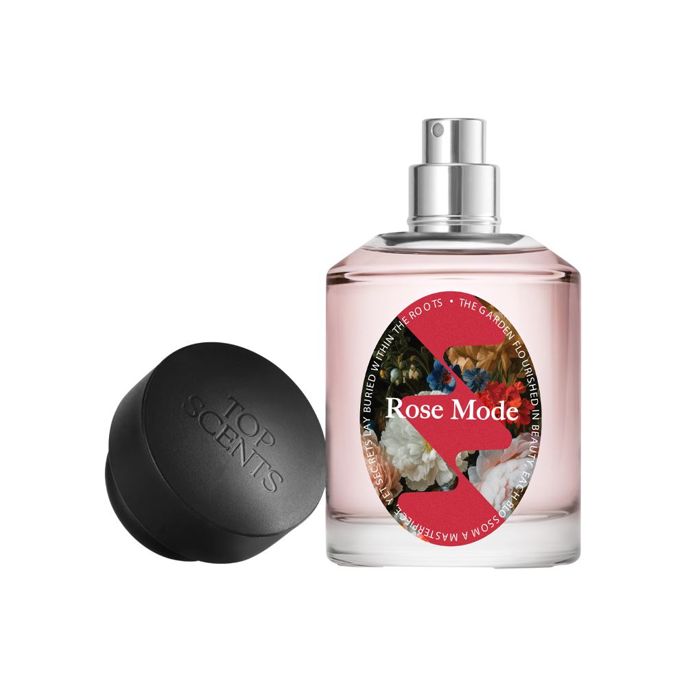 een flesje parfum met een zwarte dop