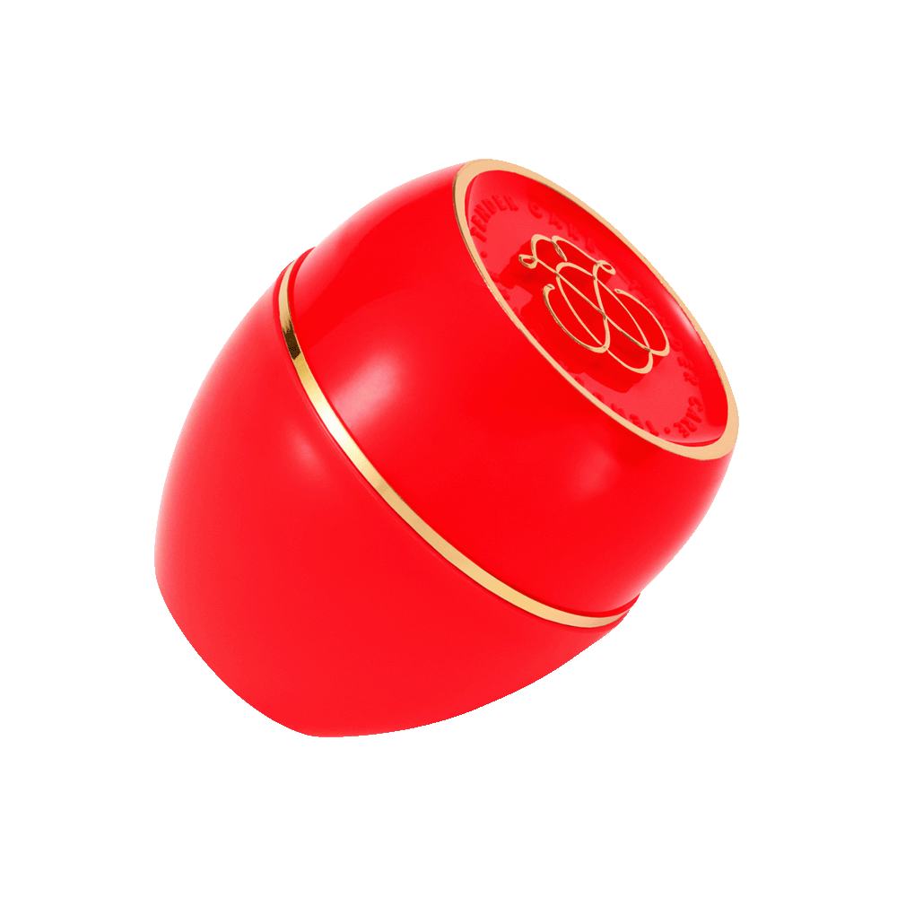 ένα κόκκινο και χρυσό δοχείο