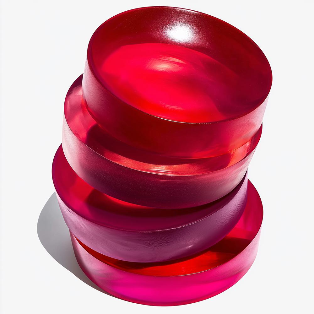 stos czerwonych i różowych miseczek