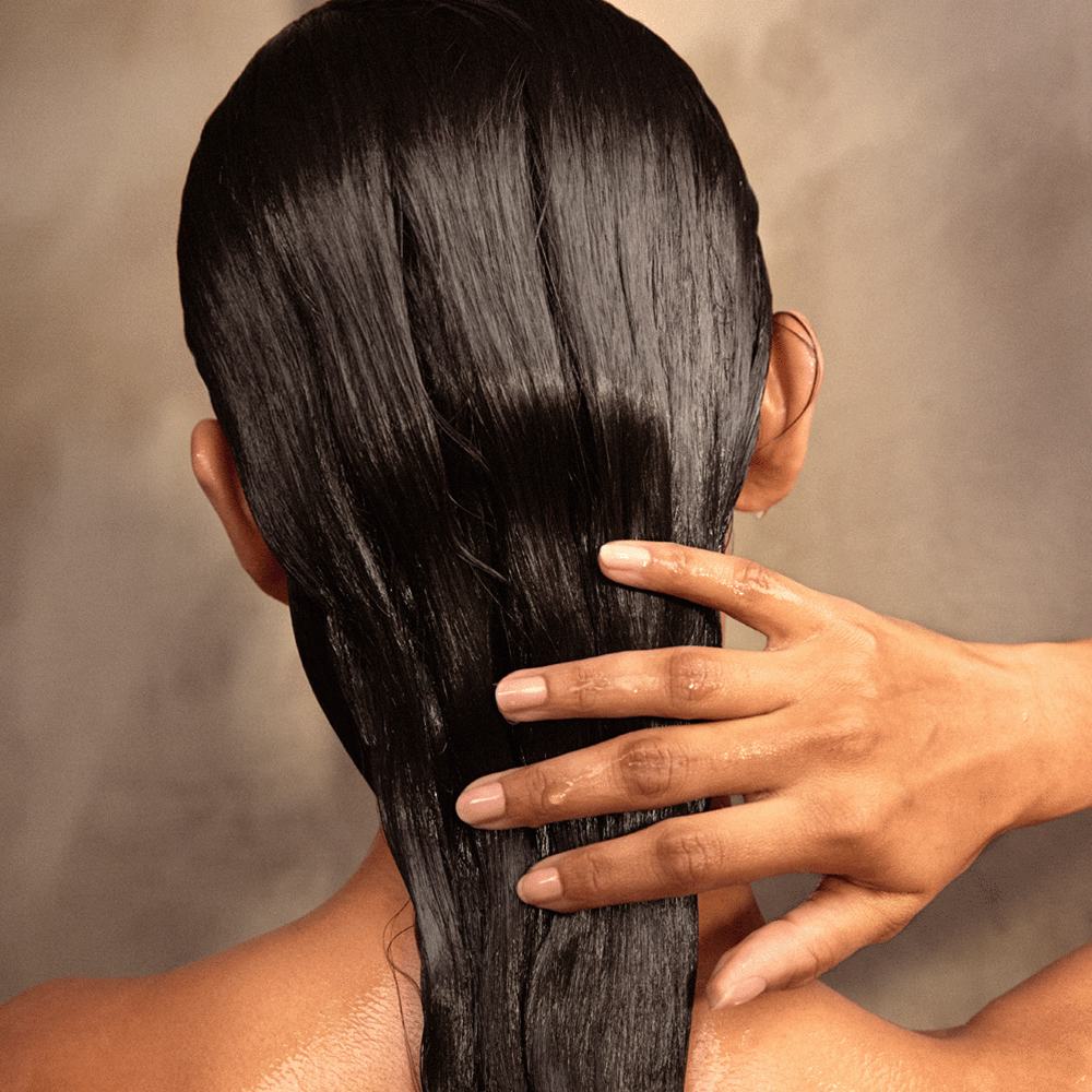 a woman with long hair