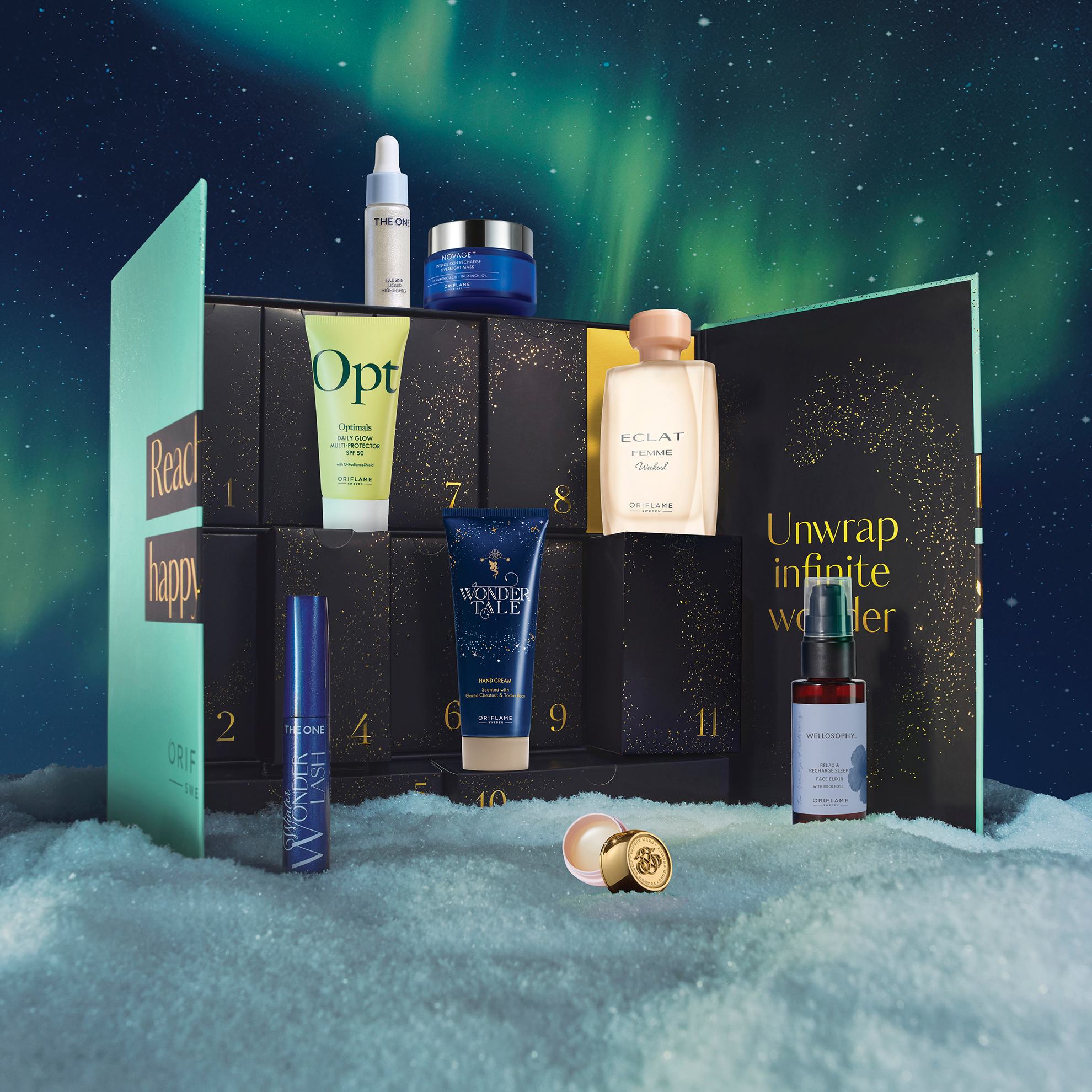 група косметичних продуктів у коробці