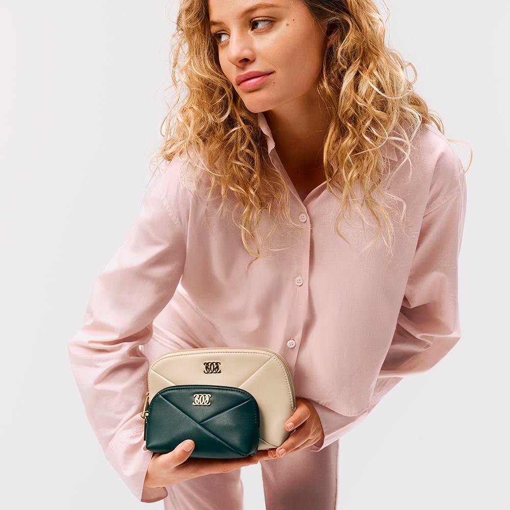 a woman holding a purse