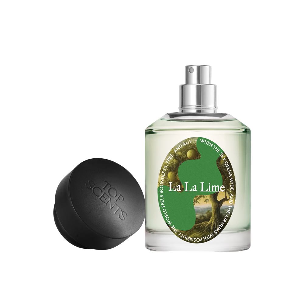 butelka perfum z czarną nakrętką