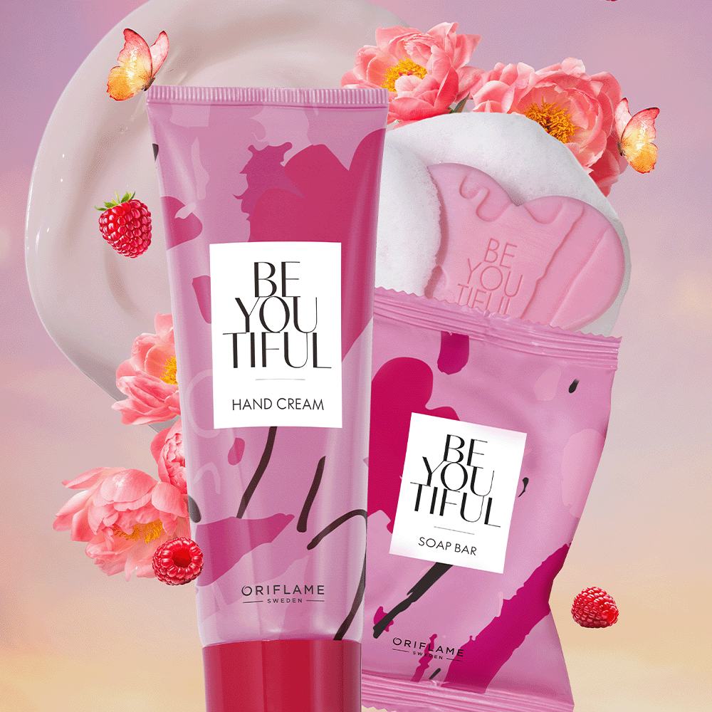 un tub roz de cremă de mâini și săpun