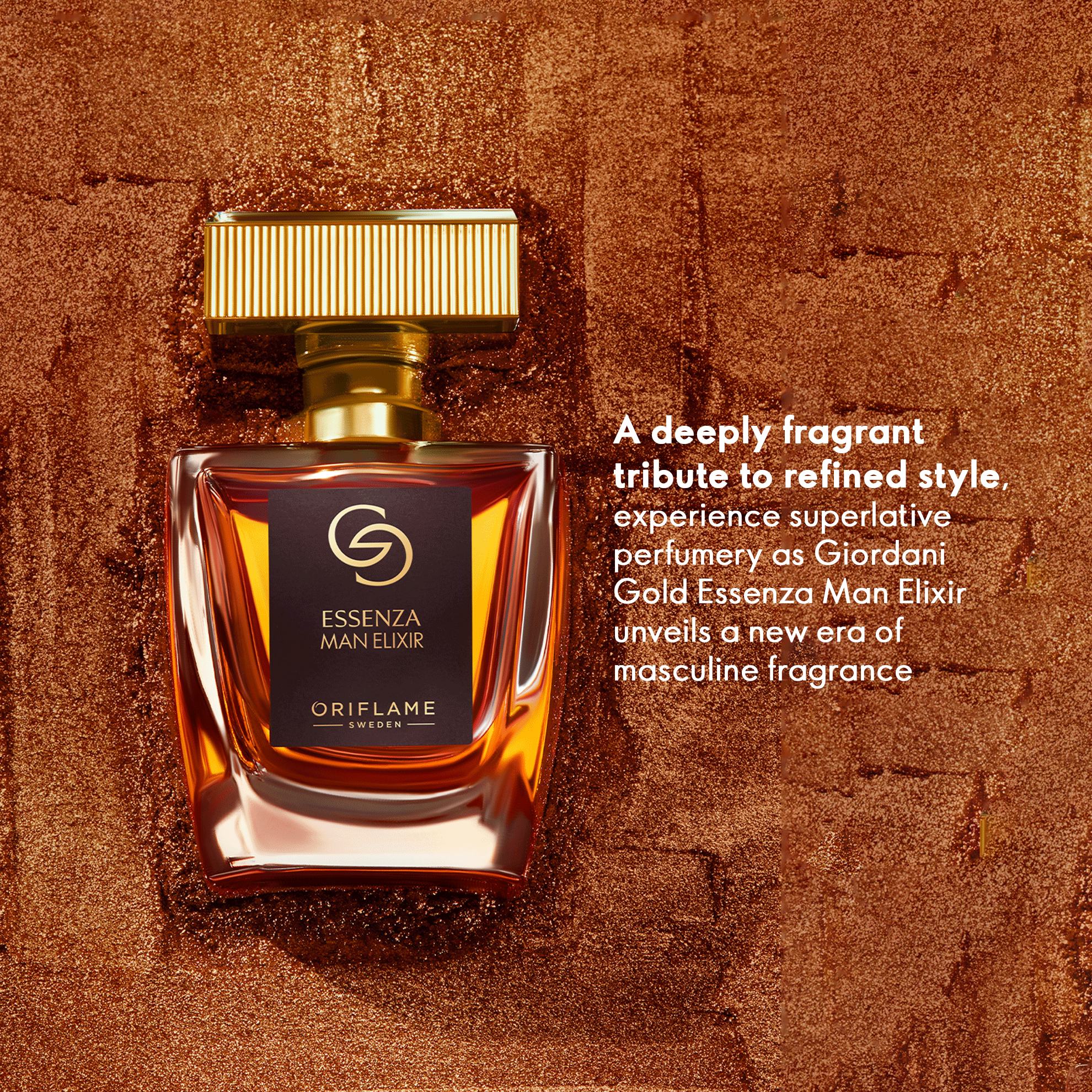 a bottle of perfume on a brown surface