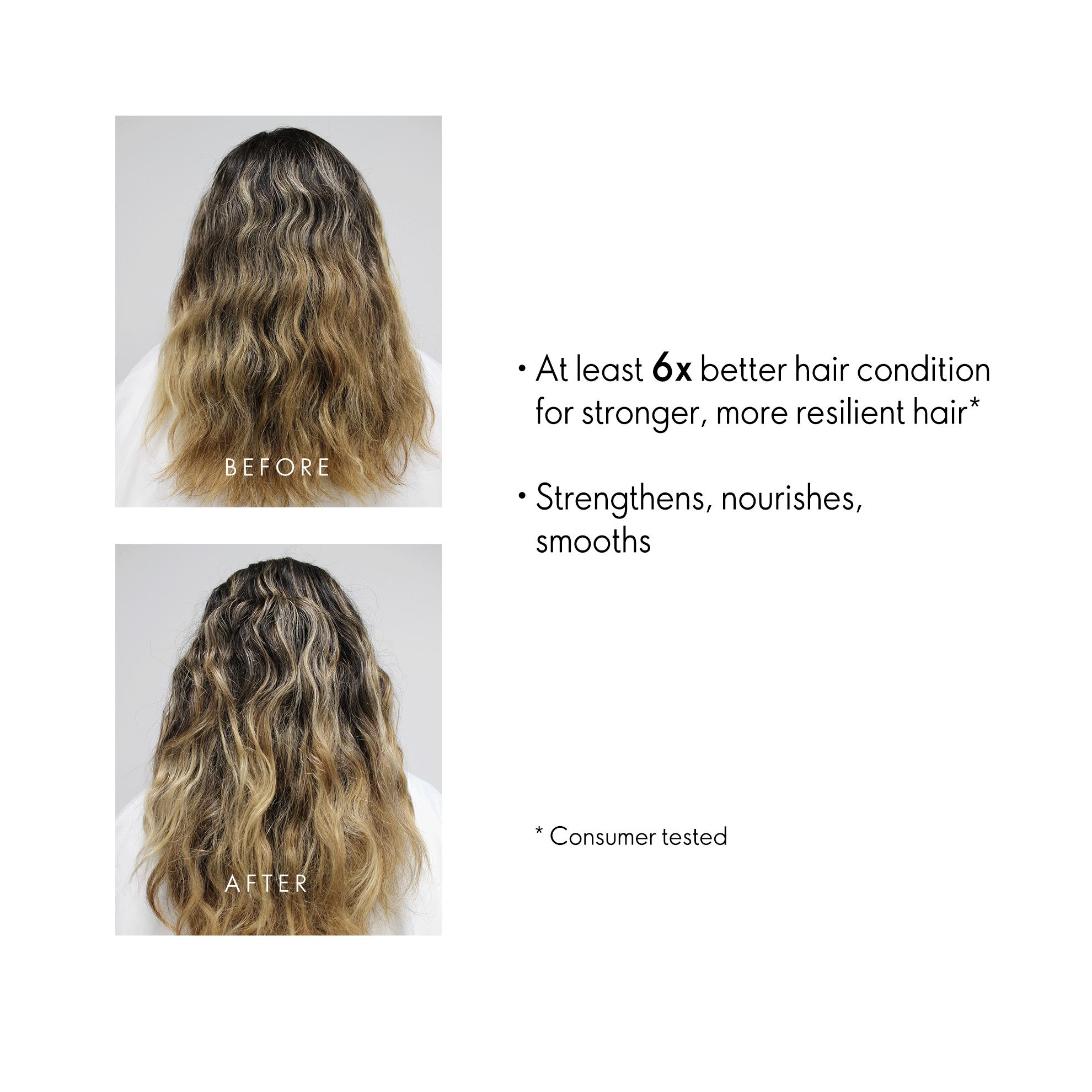 a woman's hair before and after