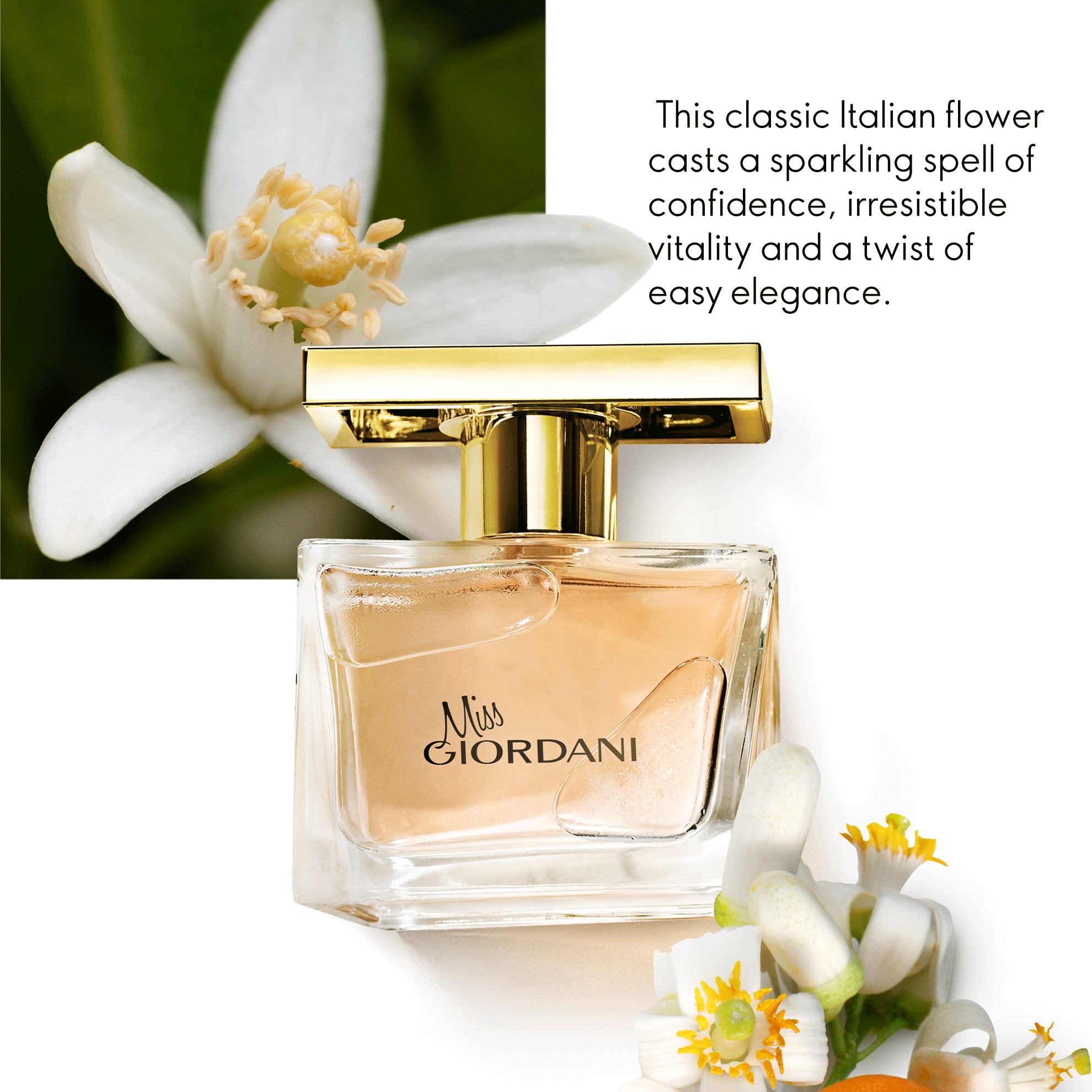a bottle of perfume with flowers