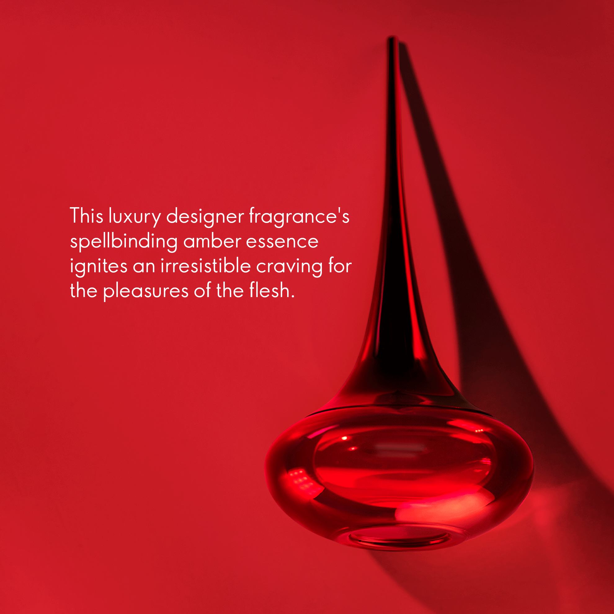 a red glass object on a red background