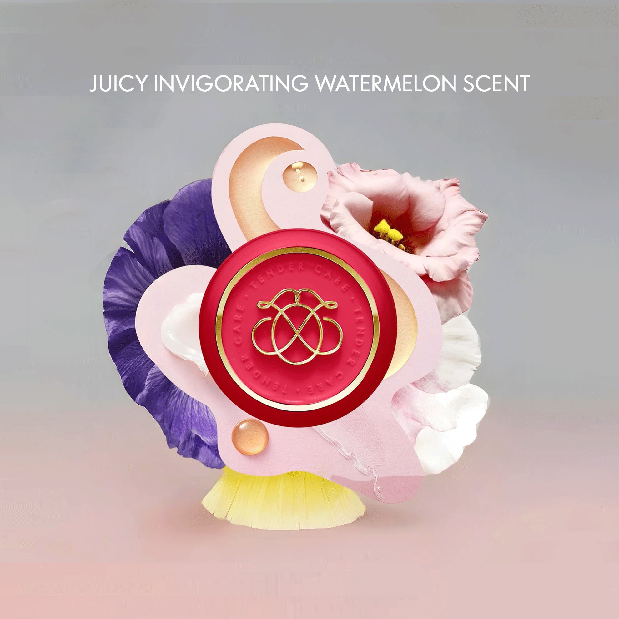 a colorful flower arrangement with a logo