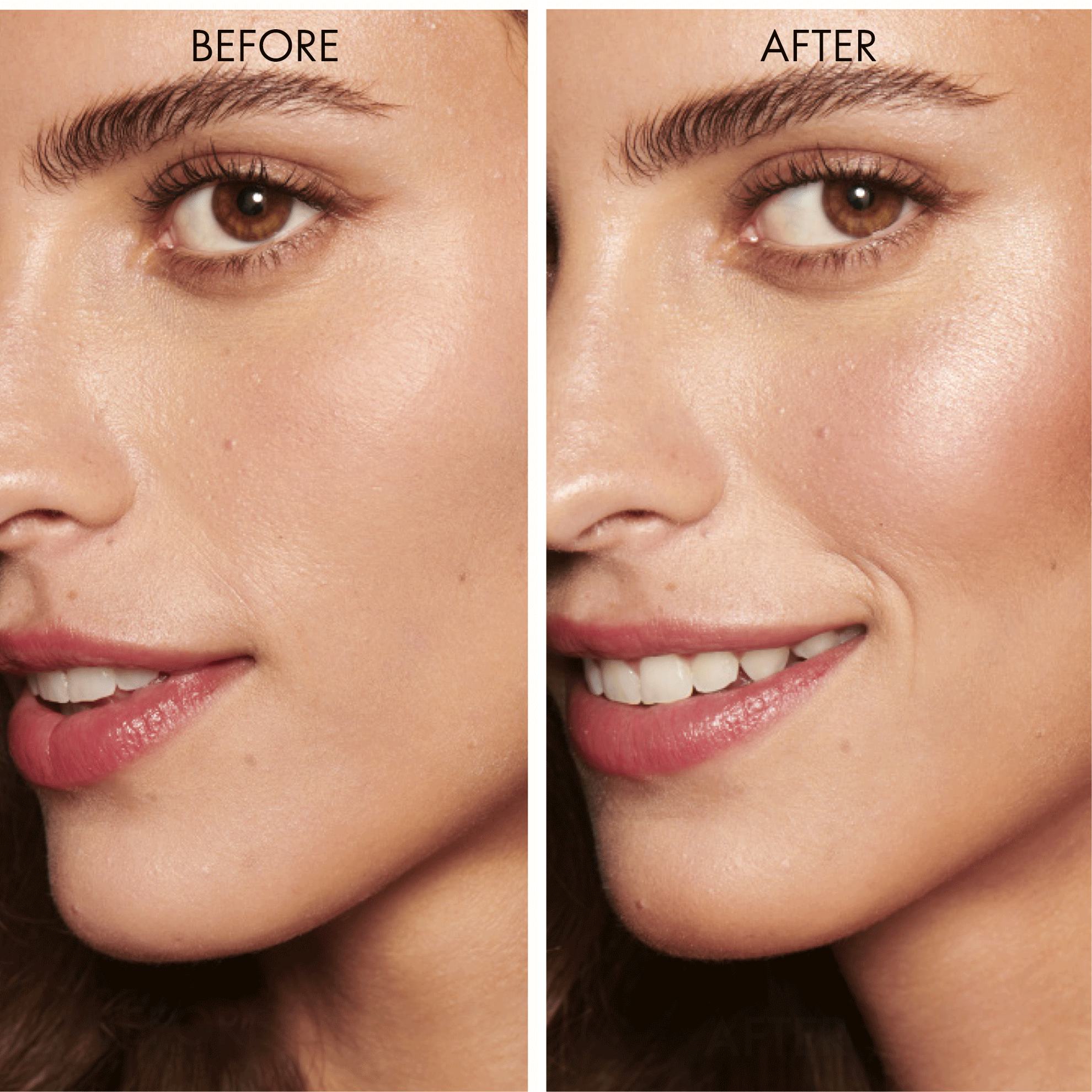 a woman before and after a make up