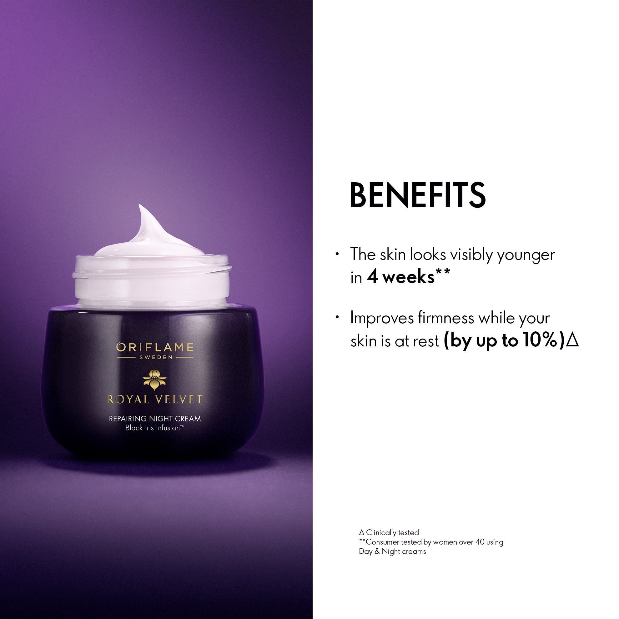 a black container with white cream on it