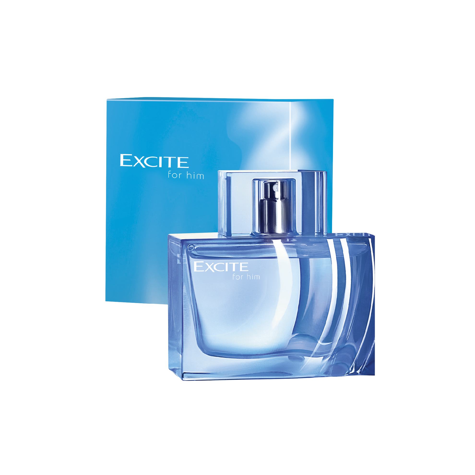 un frasco de perfume azul