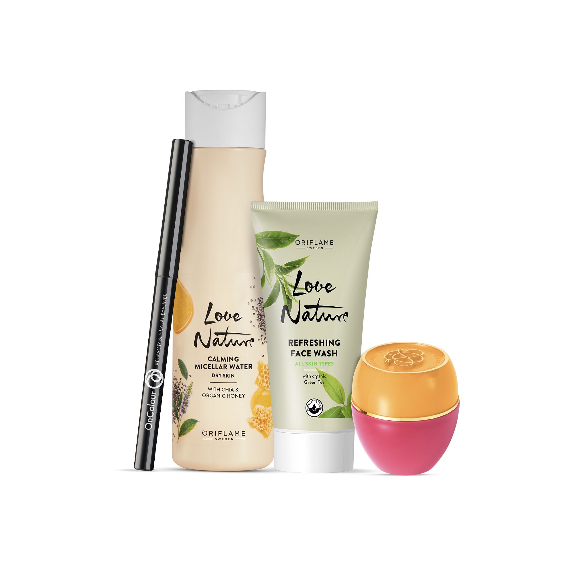a group of cosmetics and a tube