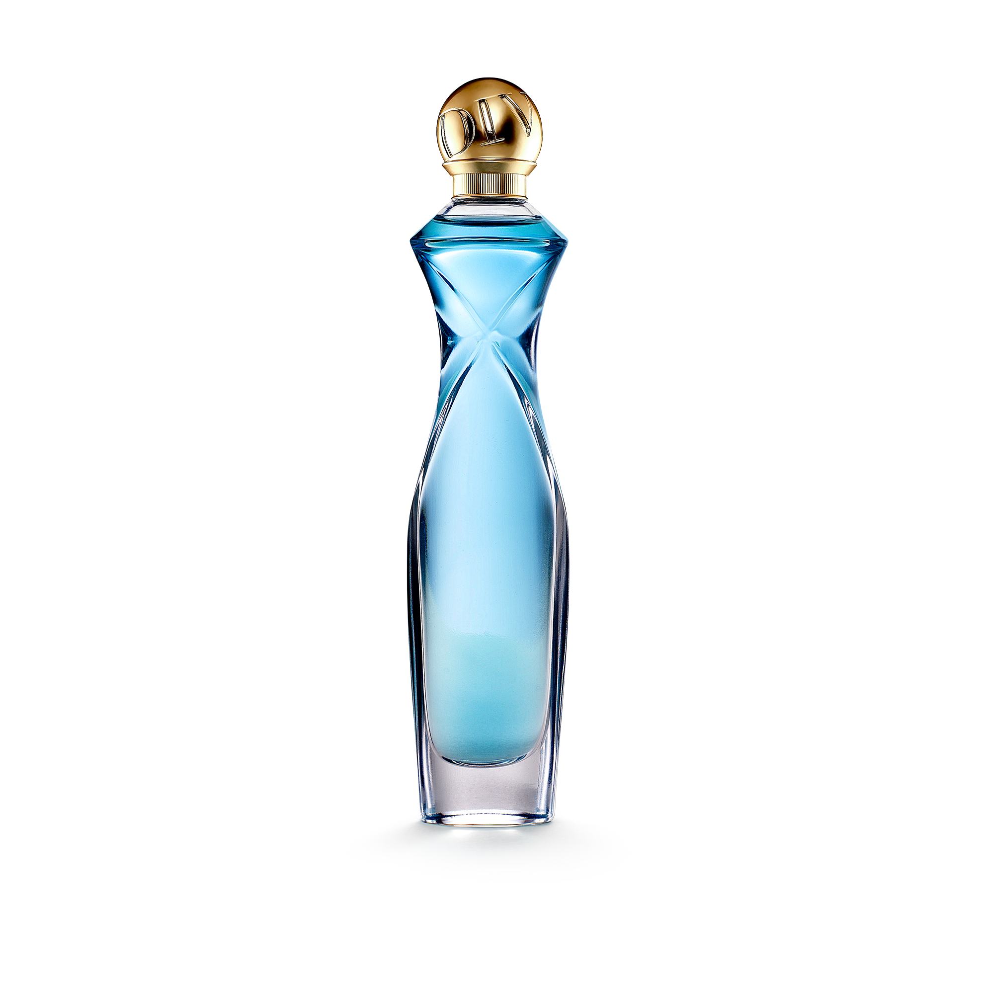 botol parfum berwarna biru