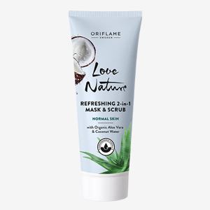 Love Nature Refreshing 2-in-1 Mask & Scrub with Organic Aloe Vera & Coconut Water