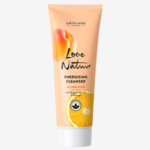 Love Nature Energising Средство за чистење лице со органска кајсија и портокал