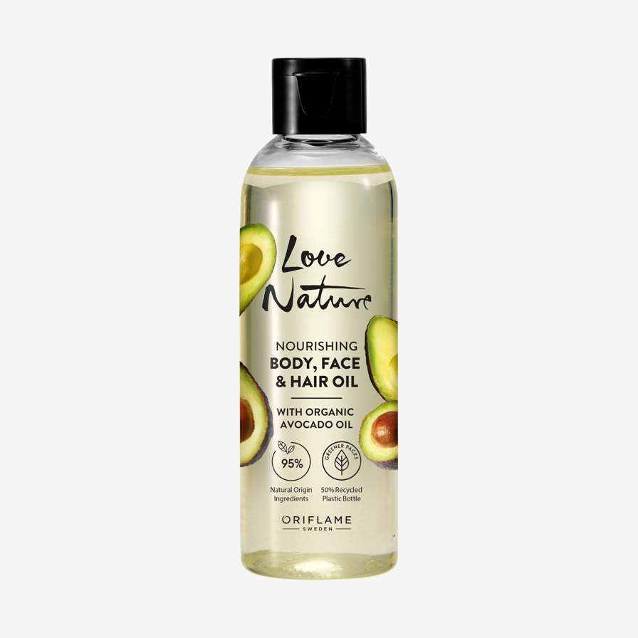 Love Nature hranilno olje za telo, obraz in lase z avokadovim oljem iz biološke pridelave