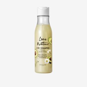 Love Nature 2-in-1 Shampoo für alle Haartypen mit Bio Avocadoöl & Kamille