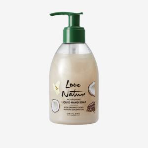 Love Nature Хранлив течен сапун за раце со органски какао-путер и кокосово масло