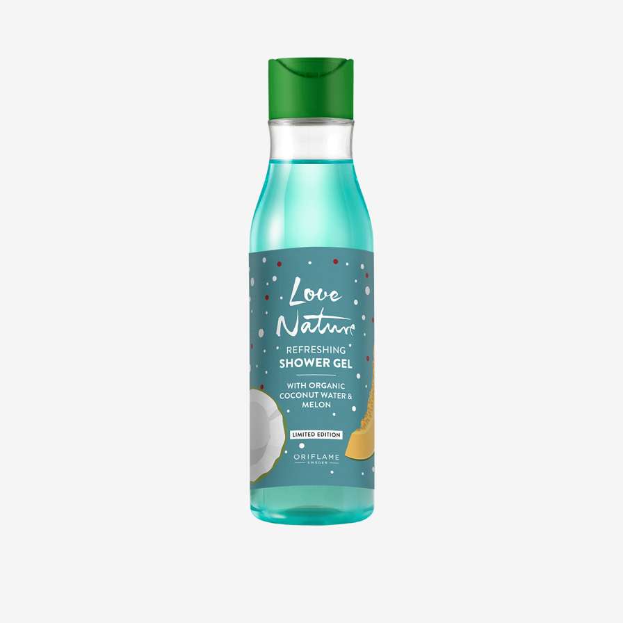 Освежаващ гел за душ с органична кокосова вода & пъпеш Love Nature