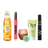 a group of makeup products