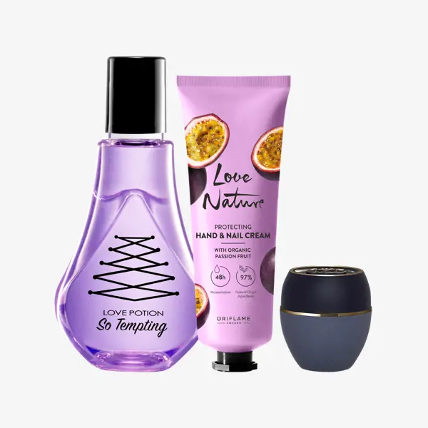 skupina lahviček s kosmetickými přípravky