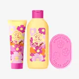 un grup de sticle cu flori pe ele