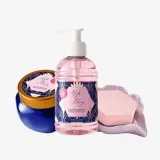 a bottle of liquid soap and a soap dish