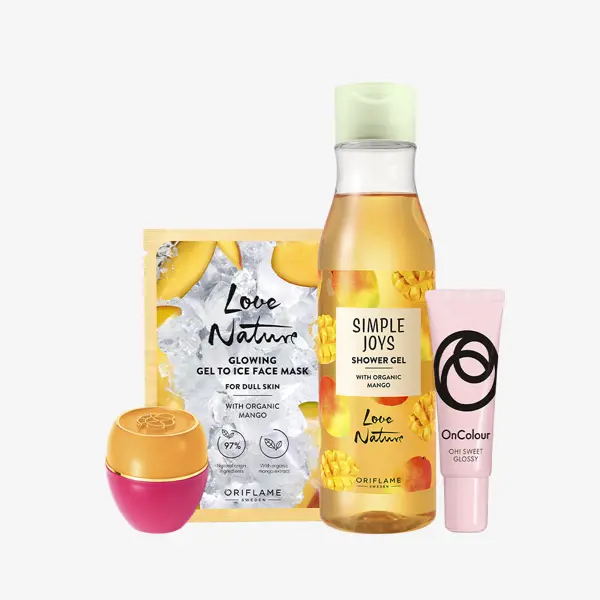 a group of beauty products
